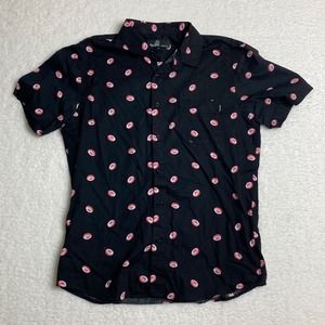 Molokai Surf Co Donut Button Shirt Black Short Sleeve Men’s XL